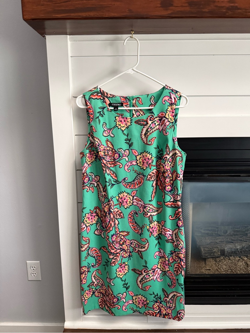 Roz & Ali Green Paisley Floral Midi Sheath Dress